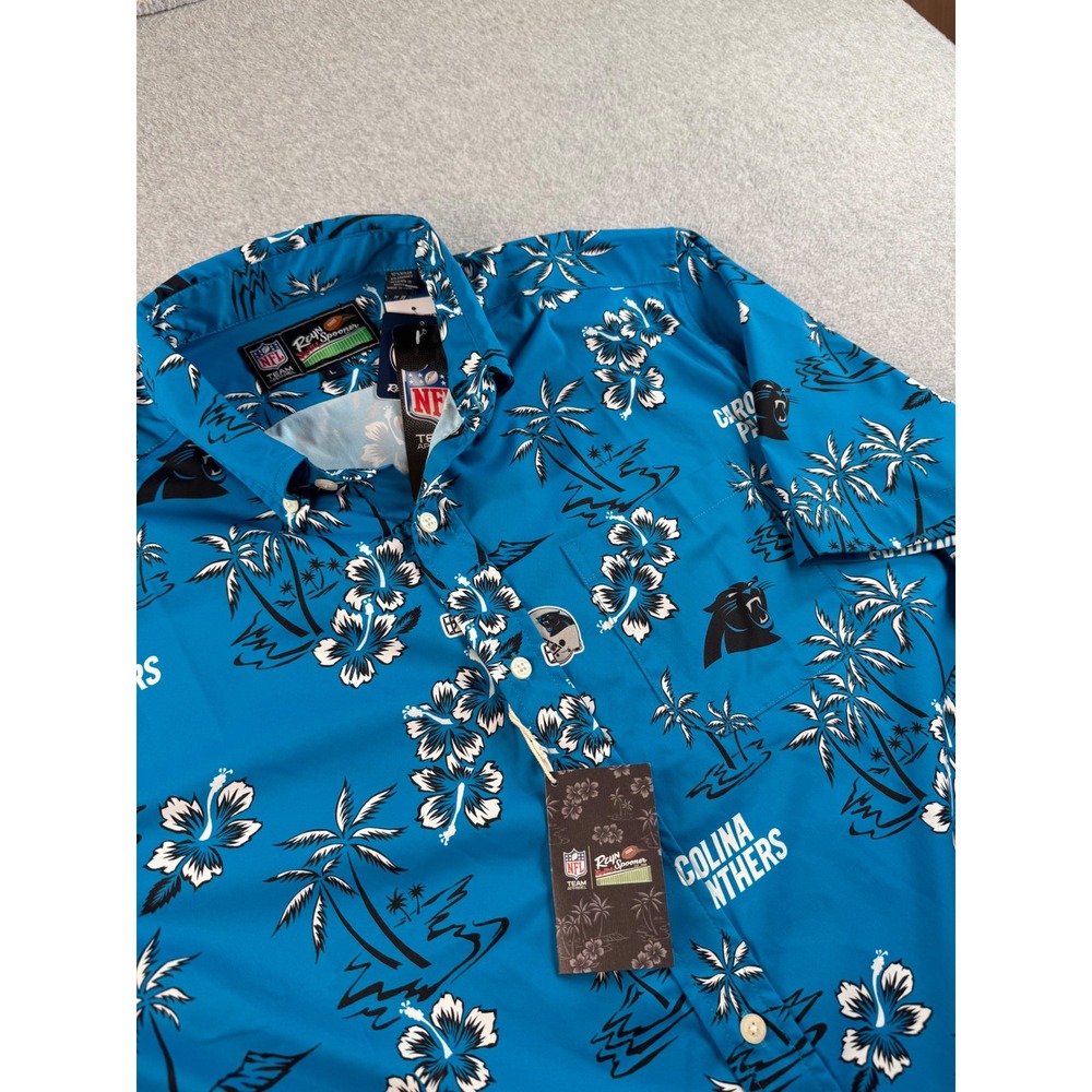Reyn Spooner‎ Aloha NFL Carolina Panthers Hawaiian Shirt Mens Large Blue NWT